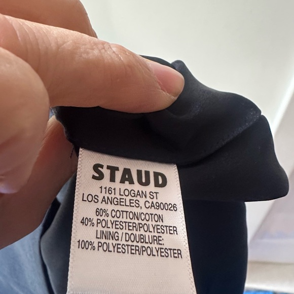 1070. NWT Staud Navy Valery Bow Sash Mini Skirt, Size 6 - Picture 5 of 7